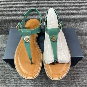 Tommy Hilfiger Women's Bennia Thong Flat Sandals Size 8.5M Green - Picture 1 of 8