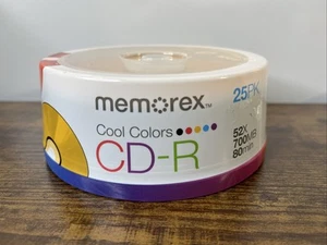 Memorex Cool Colors Discs CD-R 40X 700MB 80 Mins 25 Pack Sealed New - Picture 1 of 2
