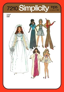 11½" Teen Doll WEDDING Gown Pattern 7210 Caftan NIGHTGOWN Panties more Vtg 1975 - Picture 1 of 6