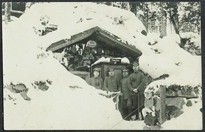 Germany 1917 Postcard of WWI German Troops in Mountain Chalet - Picture 1 of 2