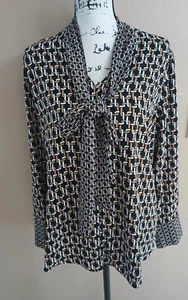Blusa Top Chicos Para Mujer Estampado Geométrico Talla 2/L Cuello Desmontable Corbata z85 - Imagen 1 de 14