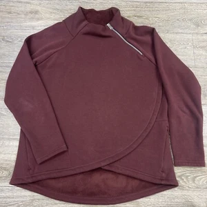Athleta Cozy Karma Asym Pullover Jacket Plush Interior Tulip Hem Zip Neck XL LN - Picture 1 of 8