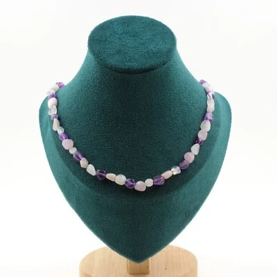 Collana Perle Ametista + Pietra di Luna + Kunzite Catena IN Acciaio Inossidabile - Immagine 1 di 3