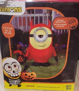 Gemmy 3,5ft Minion Stuart im Teufel Kostüm Halloween aufblasbar - Bild 1 von 2
