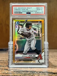 JORDAN LAWLAR 2021 Bowman Chrome Draft 1st BDC194 GOLD Refractor PSA 10 /50 - Picture 1 of 1