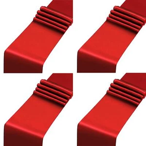 4 Pack Satin Table Runner 12 x 108Inch Long Bright Silk and Smooth Fabric Par... - Picture 1 of 6