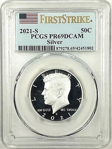 Medio dólar Kennedy Silver Proof 2021 graduación profesional PR69 DCAM #780 - Imagen 1 de 2