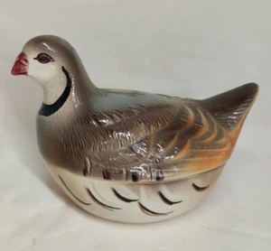 Michel Caugant terrine perdrix céramique d'art H 12 cm collection vintage - Foto 1 di 8