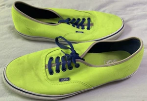 Vans Off the Wall Sneakers neongrün mit blauen Schnürsenkeln Herren US Größe 12 Ex Con - Bild 1 von 9