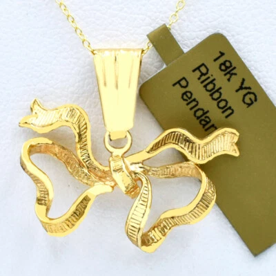 ЛЕНТА ПОДВЕСКА твердого 18K желтое золото ** новый с ярлыком ** Бесплатная доставка и цепочка - Изображение 1 из 2