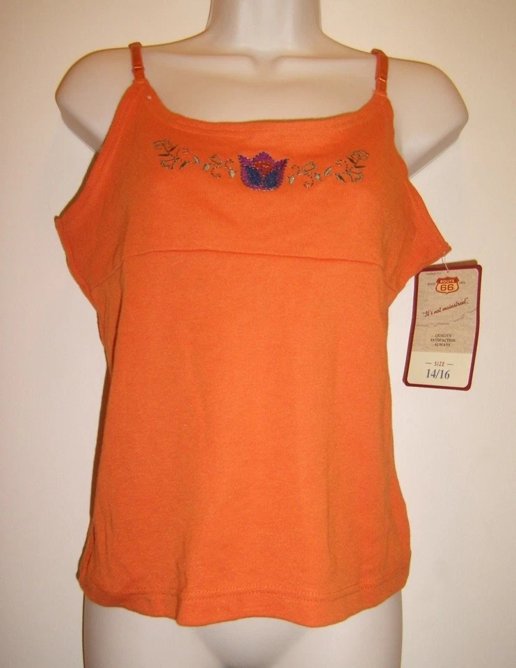 Девочек винтажный маршрут 66 милый оранжевый бак удобный Summer весело мягкий верхний размер 14-16  - Изображение 1 из 1
