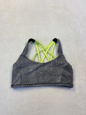 Sutiã esportivo Lululemon 4 Free To Be Zen amarelo florescente preto academia corrida - Imagem 1 de 4