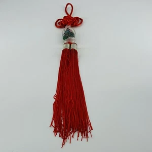 Botella de tabaco de vidrio pintada a mano con reverso chino nudo de la suerte colgante de borla roja - Imagen 1 de 6