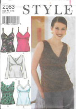Style Sewing Pattern # 2963 Misses V-Neck Tops Camisoles Empire Waist Size: 8-18