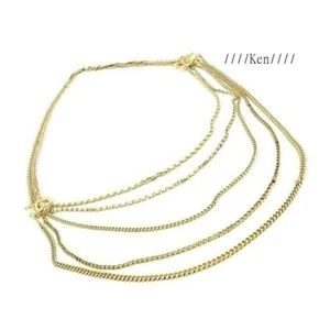 CHANEL Necklace Pendant choker 5 Chain Gold Tone Logo Coco CC Kenkenjp GP F/S - Picture 1 of 4