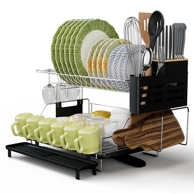 Dish Drying Rack Detachable 2 Tier Dish Rack w/ Drainboard for Kitchen Counter - image 1 of 4