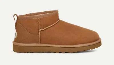 UGG CLASSIC ULTRA MINI CHESTNUT 男式麂皮绒懒人靴 1137391 尺码:9 — 第 1/4 张图片