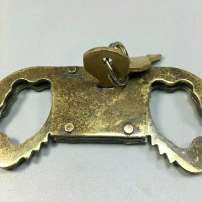 Vintage Brass Handcuffs Crafts, Pure Copper Handcuffs Collectibles - - image 1 of 4