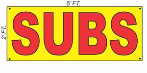 Letrero de bandera gigante SUBS 2x5 amarillo y rojo brillante alta visibilidad! - Imagen 1 de 2