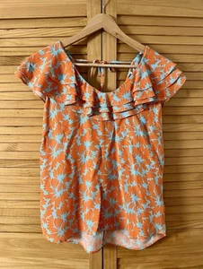 MINT VELVET Top Blouse Floral Jolie Orange Blue Size Small New - Picture 1 of 9