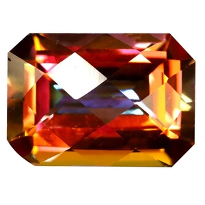7.40 ct Terrific Emerald (13.94 x 10.13 mm) Multi Color Twilight Topaz Gemstone - Picture 1 of 3