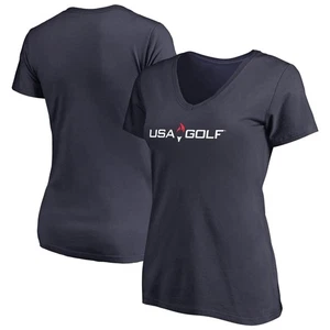 Women's Navy USA Golf Primary Logo V-Neck T-Shirt - Picture 1 of 3