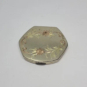 Vintage Elgin American Sterling Compatto Trucco Astuccio Tasca Specchio Inciso - Foto 1 di 10