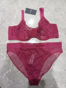 40C Bra AUTOGRAPH Tivoli Lace Wired Full Cup Bra & High Leg Knickers Size 16 - Picture 1 of 13