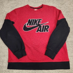 Nike Air Retro Crew Sweatshirt Herren XL Rot Schwarz Spell-out Speckled Splatter - Bild 1 von 7