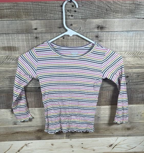 Garanimals Girls (4T) Ribbed Multicolor Stripes Shirt Stretchy Long Sleeve Top - Picture 1 of 3