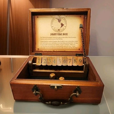 Old Century Shut The Box Family Game Wooden 9 Numbers Dice Wood Box Front Porch - Image 1 of 4