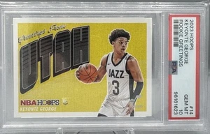 Keyonte George #14 2023-24 Hoops Rookie Greetings Utah Jazz PSA 10 Gem - Picture 1 of 2