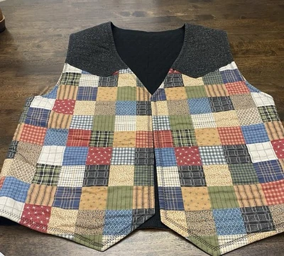 Handmade Patchwork Quilted Vest Boho Granny Core Hippie  Cottagecore Prairie - Image 1 of 4