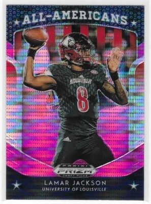 2019 PANINI PRIZM DP LAMAR JACKSON ALL AMERICANS PINK PULSAR BALTIMORE RAVENS  - Image 1 of 2