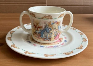 ROYAL DOULTON BUNNYKINS - CELEBRATE YOUR CHRISTENING LOVING CUP & PLATE - Picture 1 of 7