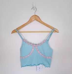 Daisy Street Top Size 10 Cropped Vest Floral Blue Pink Summer Festival Brand New - Picture 1 of 12