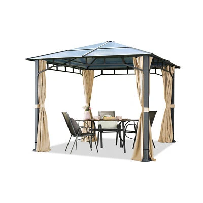 TOOLPORT Gazebo da Giardino 3x3 m Hardtop Gazebo Alluminio Pergola Tenda da Giardino con 4 Laterali