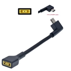 DC Square Female-3 Pin Plug Converter Laptop Charging Cable For Razer Blade 15 F - Afbeelding 1 van 11