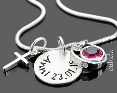BUBIDU - SCHMUCKDESIGNER AUS STRALSUND TAUFGESCHENK, TAUFSCHMUCK SILBER, TAUFRING MIT GRAVUR, NAMENSKETTE, KREUZ