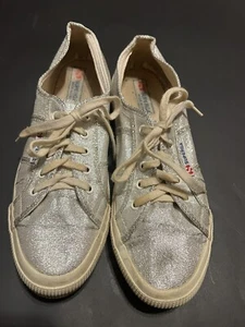 Superga Silver Metallic Fashion Sneakers Athletic Shoes Women's Size 7/8 38 - Picture 1 of 6