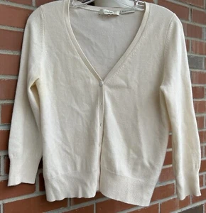 Neiman Marcus Cashmere Collection Cardigan Sweater Womens M Beige - Picture 1 of 3