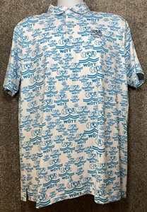 WOTT World Oil Tanker Trends Polo L Shirt Mens White Blue Outdoors Golf Wicking - Picture 1 of 11