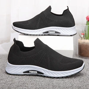 Men's Slip On Casual Shoes Walking Running Shoes Breathable Sneakers Walking Gym - Picture 1 of 14