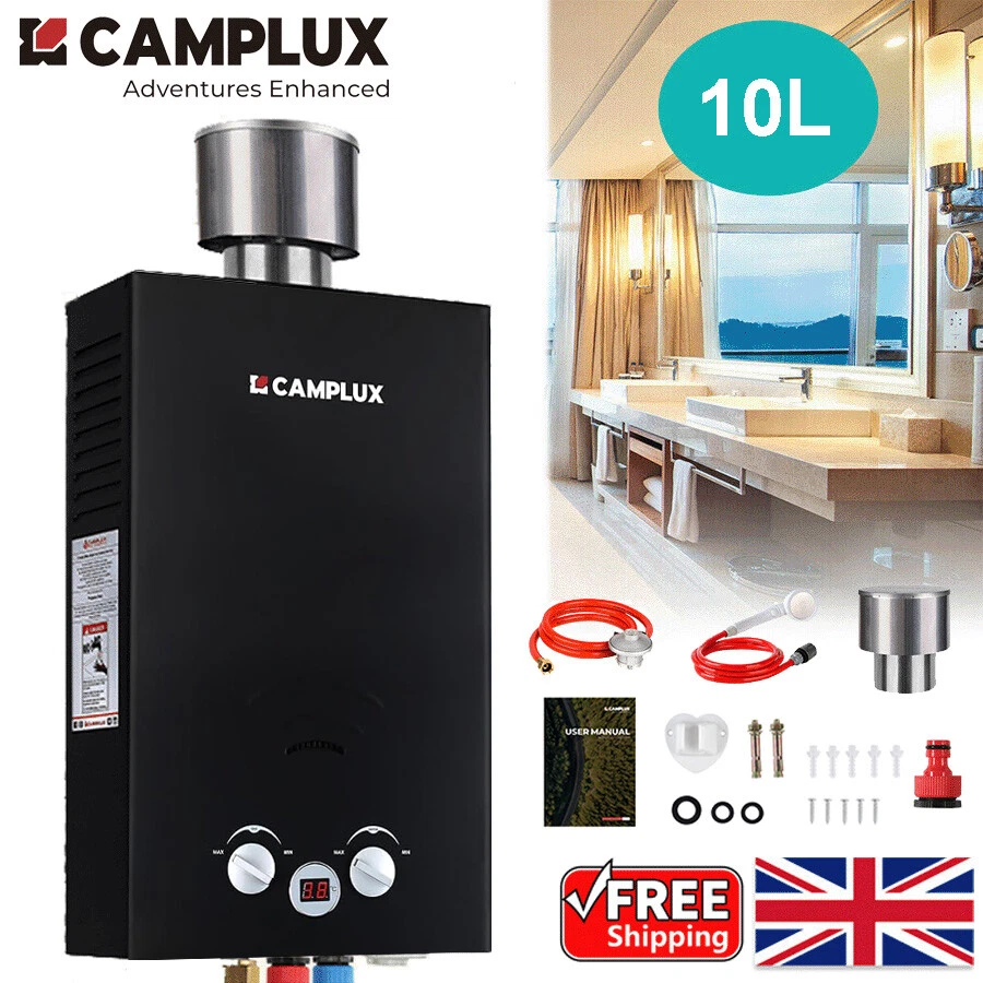 CAMPLUX 10 LPM Instant LPG Propane Gas Hot Water Portable Camping Shower Heater - Image 1 of 4