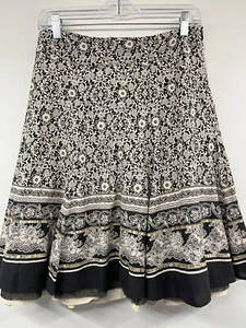 Limited Too Girl's Size 12.5 Knee-Length Skirt Tulle Lined Black/Tan Floral Y2K - Picture 1 of 8