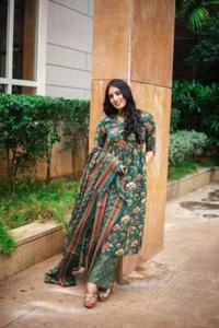 Anarkali Bollywood Designer Kurta Pant With Dupatta Set Wedding Wear Dresses Set - Picture 1 of 18