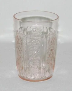 Federal Glass SHARON "Cabbage Rose" Pink Thin Flat Water Tumbler - Picture 1 of 1