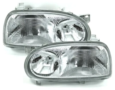 Scheinwerfer Set für VW Golf 3 91-97 Halogen Streuscheibe Glas H1 Double - Bild 1 von 2