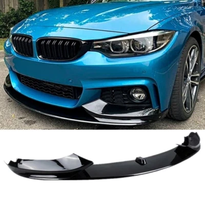 Front Bumper Lip Spoiler For BMW F33 F36 420i 428i 430i 435i M Sport Gloss Black - Image 1 of 4
