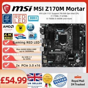 Placa madre para juegos MSI Z170M MORTAR LGA 1151 mATX para 7º/6º i7-7700K i7-6700K - Imagen 1 de 8